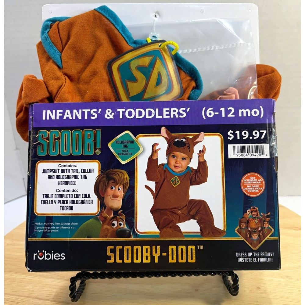 Scooby-Doo Infant Toddler Halloween Costume 6-12M Jumpsuit Tail Headpiece Collar